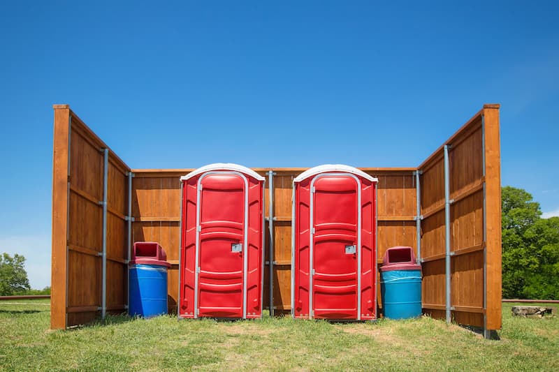 Short-term porta potty units staged for delivery in Simi Valley, California