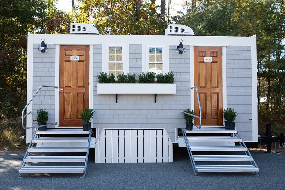 Wedding restroom units discretely staged at a venue in Simi Valley, California